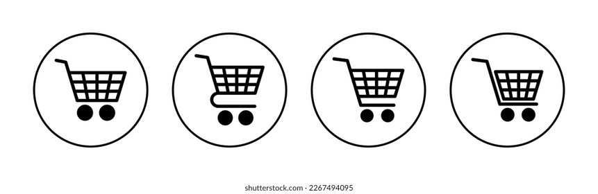 Vector de iconos de compras para aplicaciones web y móviles. Signo y símbolo del carro de la compra. Icono de trolebús