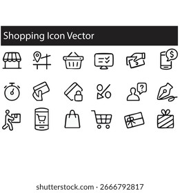 Vector De Icono De Compras Con Fondo Blanco.