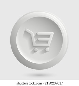 Shopping Icon. White Round Button. Vector illustration
