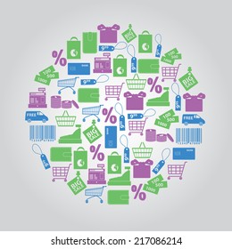 shopping icons in circle eps10