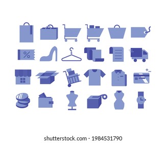 Shopping icons collection.. flat design style minimal vector illustration.