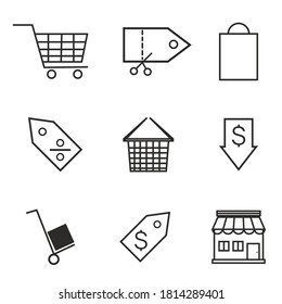 shopping icons collection set, thin line design for application and websites on white background, Vector illustration