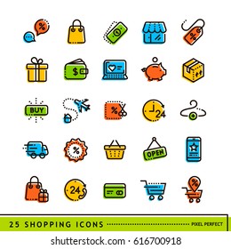 Shopping icons in color