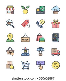 Shopping icons, color set - Vector Illustration