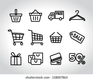 shopping icons doodle sketch