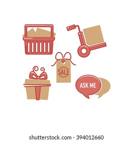shopping icons and emblems collection