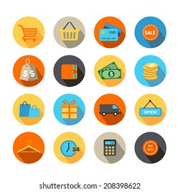 Shopping Icons in Flat Design Style