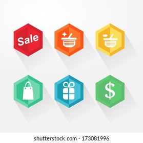 Shopping icons flat style