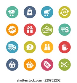 Shopping Icons // Fresh Colors -- Icons and buttons in different layers, easy to change colors.