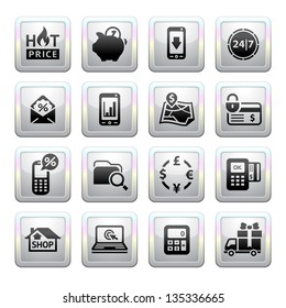 Shopping Icons. Gray. Web 2.0 icons, vector illustration