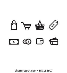 Shopping Icons, isolate on a white background.