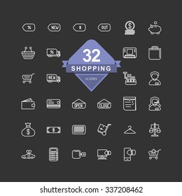 Shopping Icons ( Line Icons ) BLACK