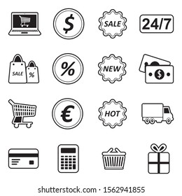 Shopping Icons. Line With Fill Design. Vector Illustration.