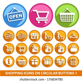 Shopping Icons on Circular Buttons 1. 