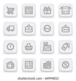 Shopping icons on gray buttons.