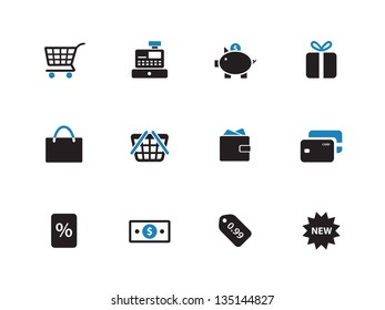 Shopping icons on white background. Vector illustration.