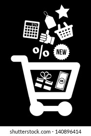 shopping icons over black  background vector illustration