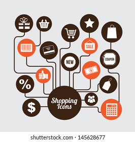 shopping icons over gray background vector illustration