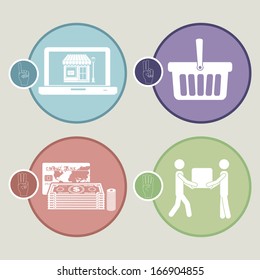 shopping  icons over gray  background. vector illustration