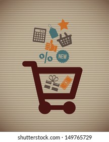 shopping icons over lineal  background vector illustration 