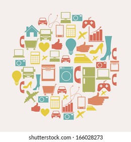 shopping  icons over WHITE  background. vector illustration