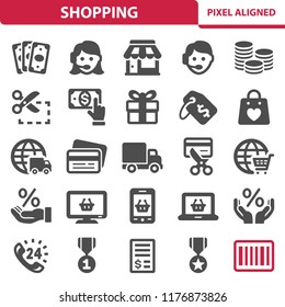 Shopping Icons. Professional, pixel perfect icons, EPS 10 format.