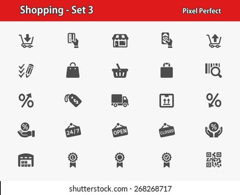 Shopping Icons. Professional, pixel perfect icons optimized for both large and small resolutions. EPS 8 format.