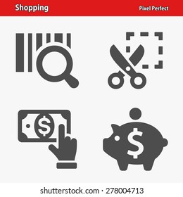 Shopping Icons. Professional, pixel perfect icons optimized for both large and small resolutions. EPS 8 format