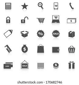Shopping icons with reflect on white background, stock vector