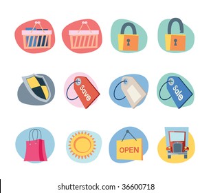 Shopping Icons Retro Revival Collection - Set 9 Professional Web icons collection for websites, applications or presentations.