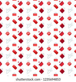 shopping icons seamless pattern white background flat