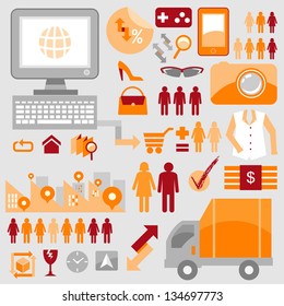 shopping icons set