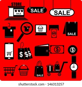 shopping icons set