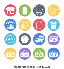 shopping icons set