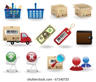 shopping icons set