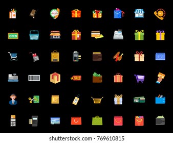 shopping icons set