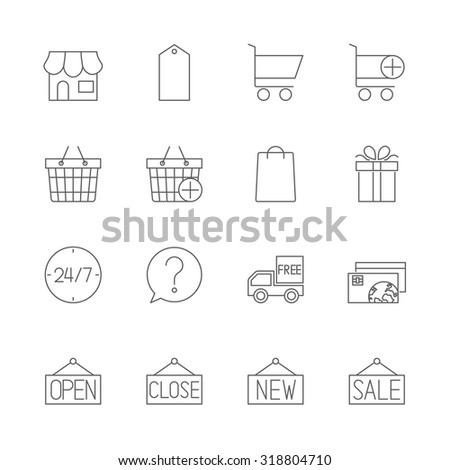 shopping icons set