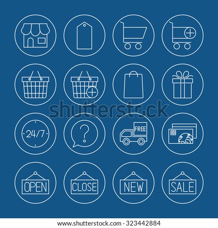 shopping icons set