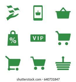Shopping icons set. set of 9 shopping filled icons such as vip