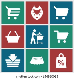 Shopping icons set. set of 9 shopping filled icons such as necklace