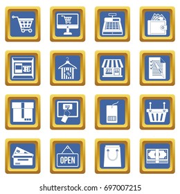 Shopping icons set in blue color isolated vector illustration for web and any design
