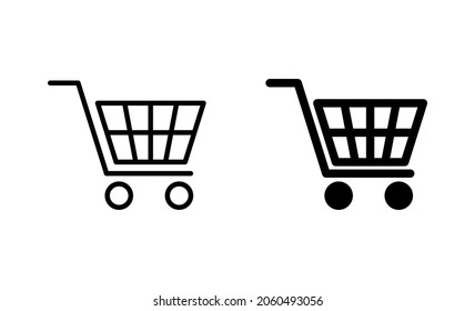 Shopping icons set. Shopping cart sign and symbol. Trolley icon