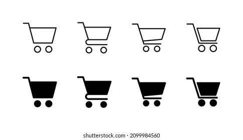 Shopping icons set. Shopping cart sign and symbol. Trolley icon