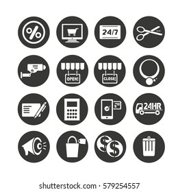 shopping icons set circle button style