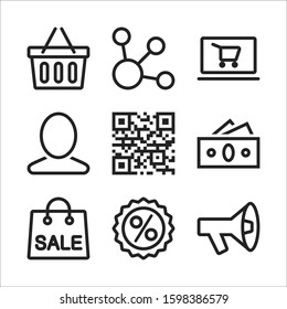 
shopping icons set. Collection of shopping with mobile shopping