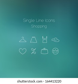 Shopping icons set drawn with single line. Elegant series