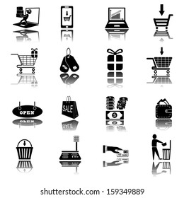 shopping icons set, e commerce set