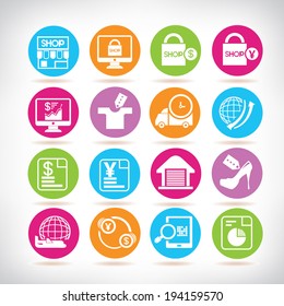 shopping icons set, e commerce icons set