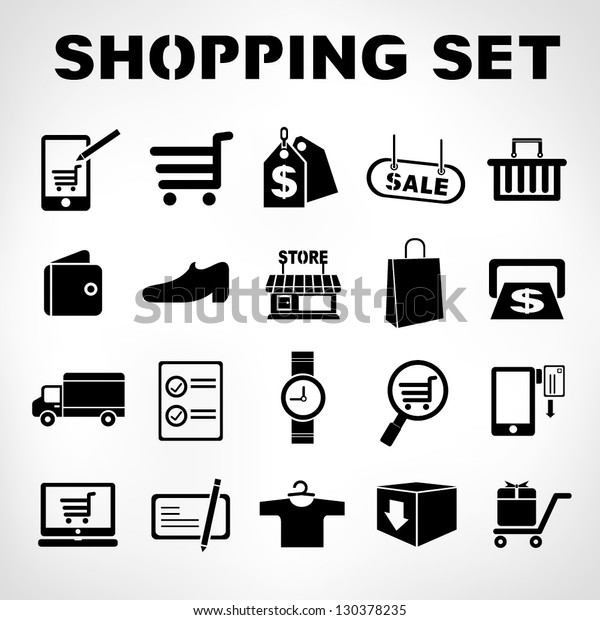 shopping icons set, e commerce\
set