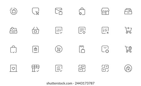 Shopping icons set. E-commerce icon collection. Online shopping thin line icons. Shop icons vector